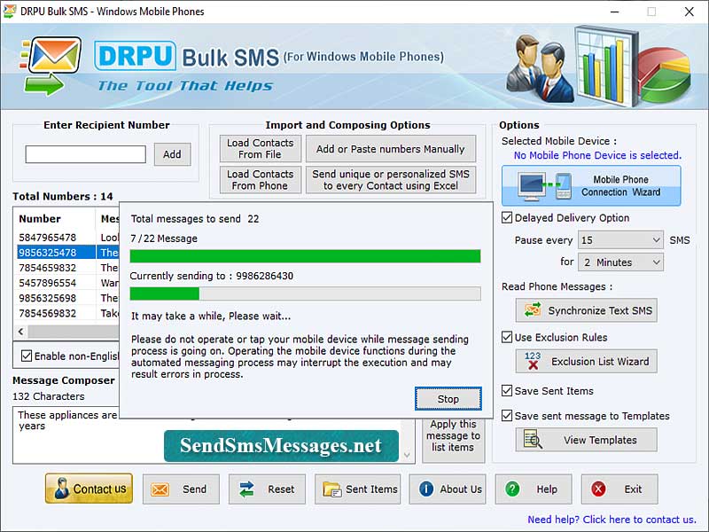 SMS Bulk Messages screen shot