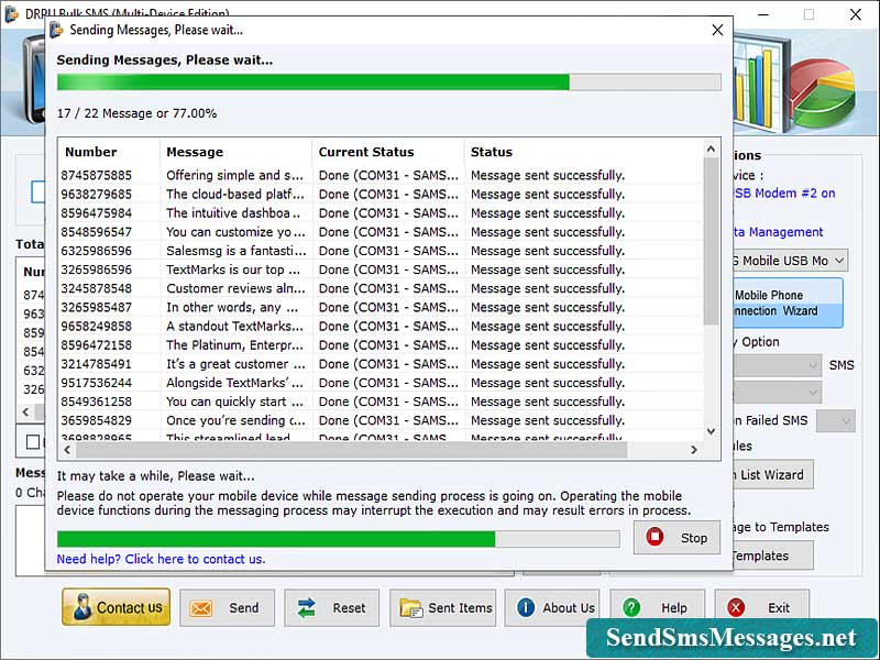 Screenshot of Multi Mobile Bulk Sms Software