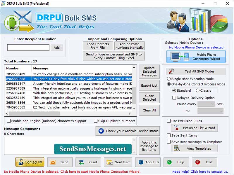 Screenshot of GSM Bulk Messaging Sender