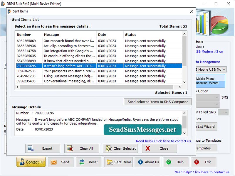 Screenshot of Multi Mobile Text Messaging Program