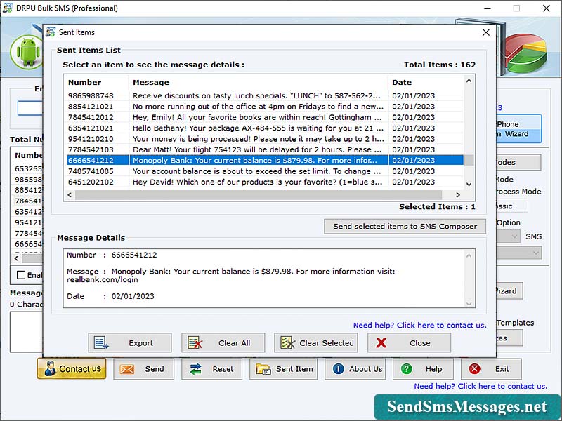 Screenshot of Professional Bulk SMS Software