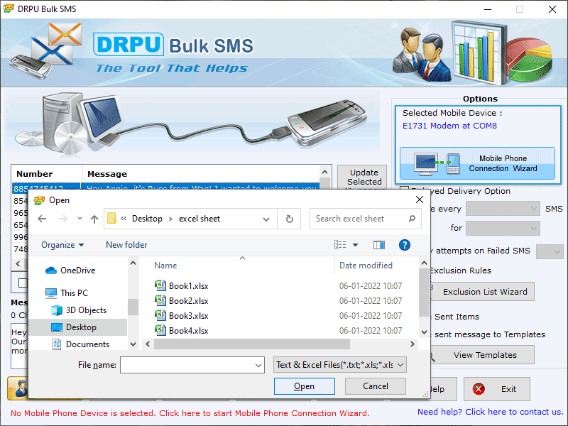 Screenshot of Bulk SMS Software for GSM Mobile Phone