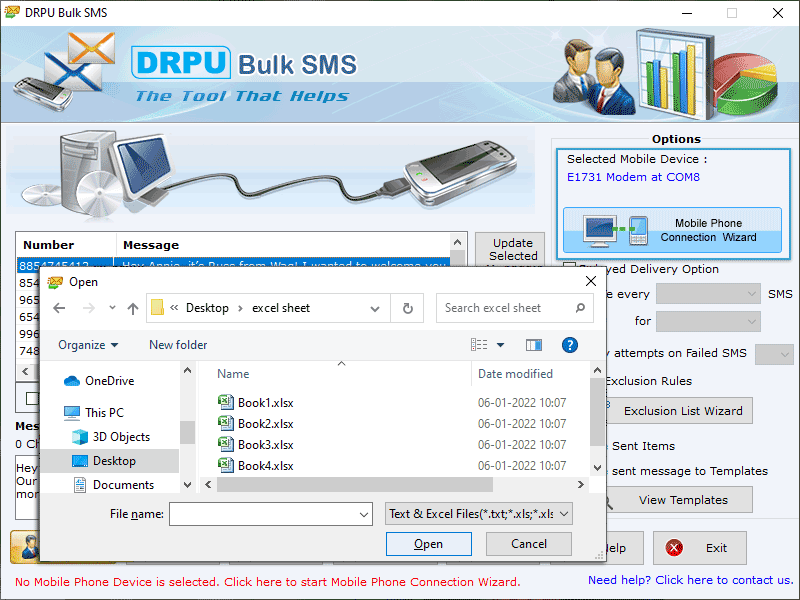 Screenshot of Bulk SMS Software for GSM Mobile Phone 10.2.4.4