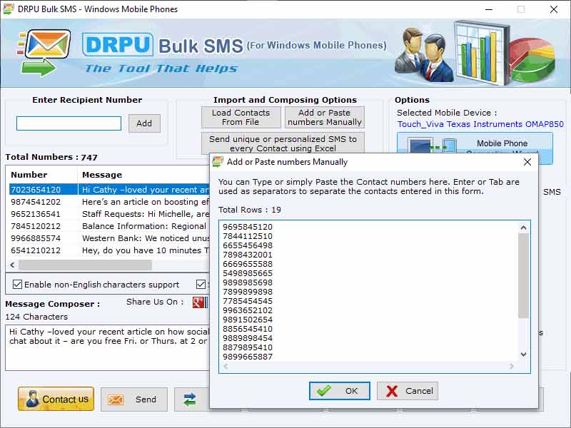 Windows Bulk Text Messaging Tool