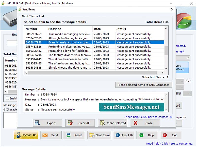 Screenshot of Multi Modems Mass SMS Software