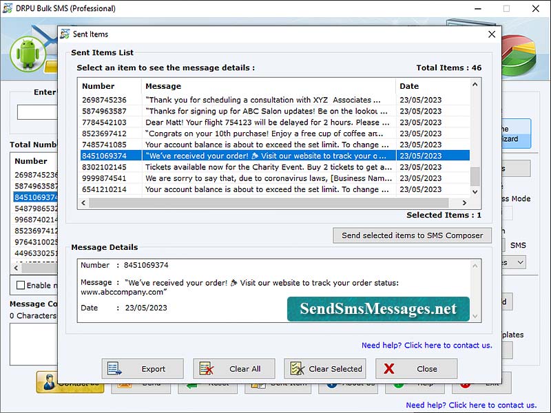 Screenshot of Professinal Bulk SMS Sender